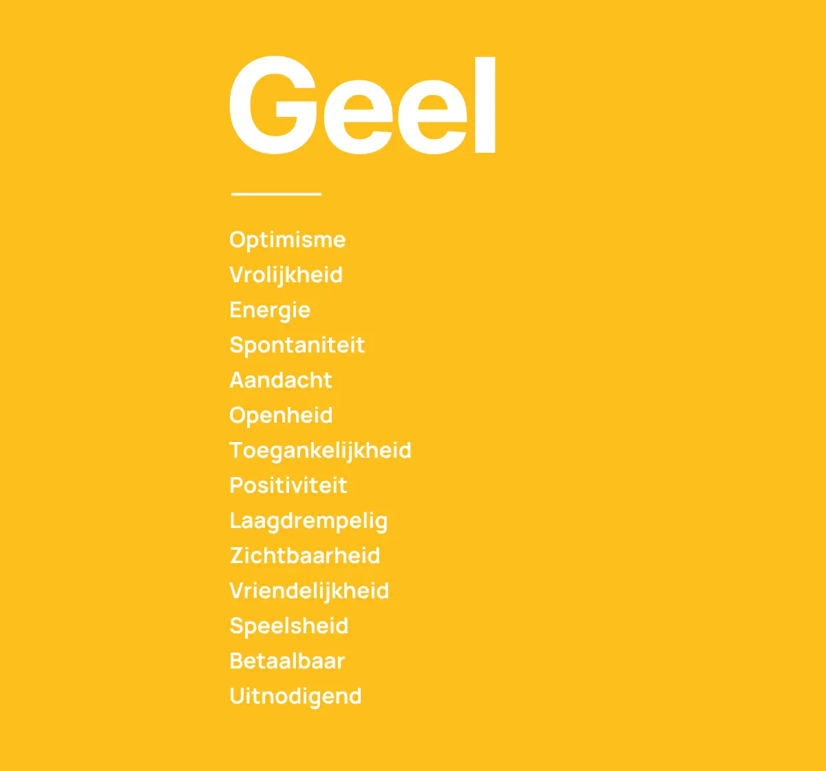 betekenis kleur geel in marketing Visuele weergave van de betekenis van de kleur geel in marketing, met kernwoorden zoals optimisme, vrolijkheid en aandacht.