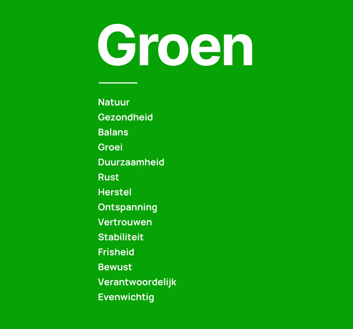 betekenis kleur groen in marketing Visuele weergave van de betekenis van de kleur groen in marketing, met kernwoorden zoals natuur, gezondheid en duurzaamheid.