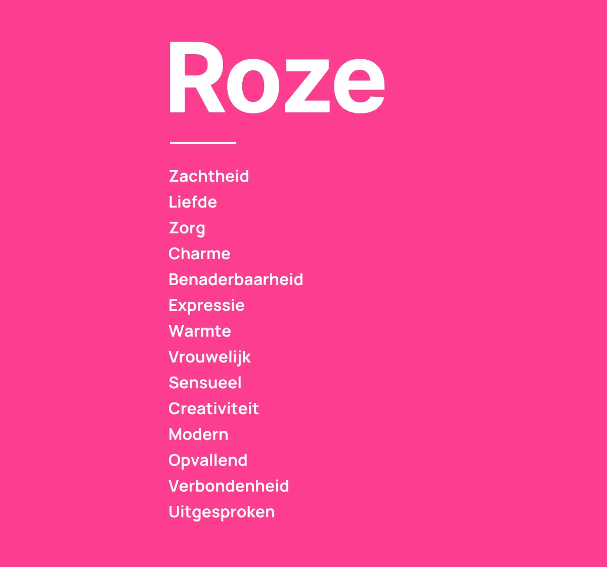 betekenis kleur roze in marketing Visuele weergave van de betekenis van de kleur roze in marketing, met kernwoorden zoals zachtheid, liefde en expressie.